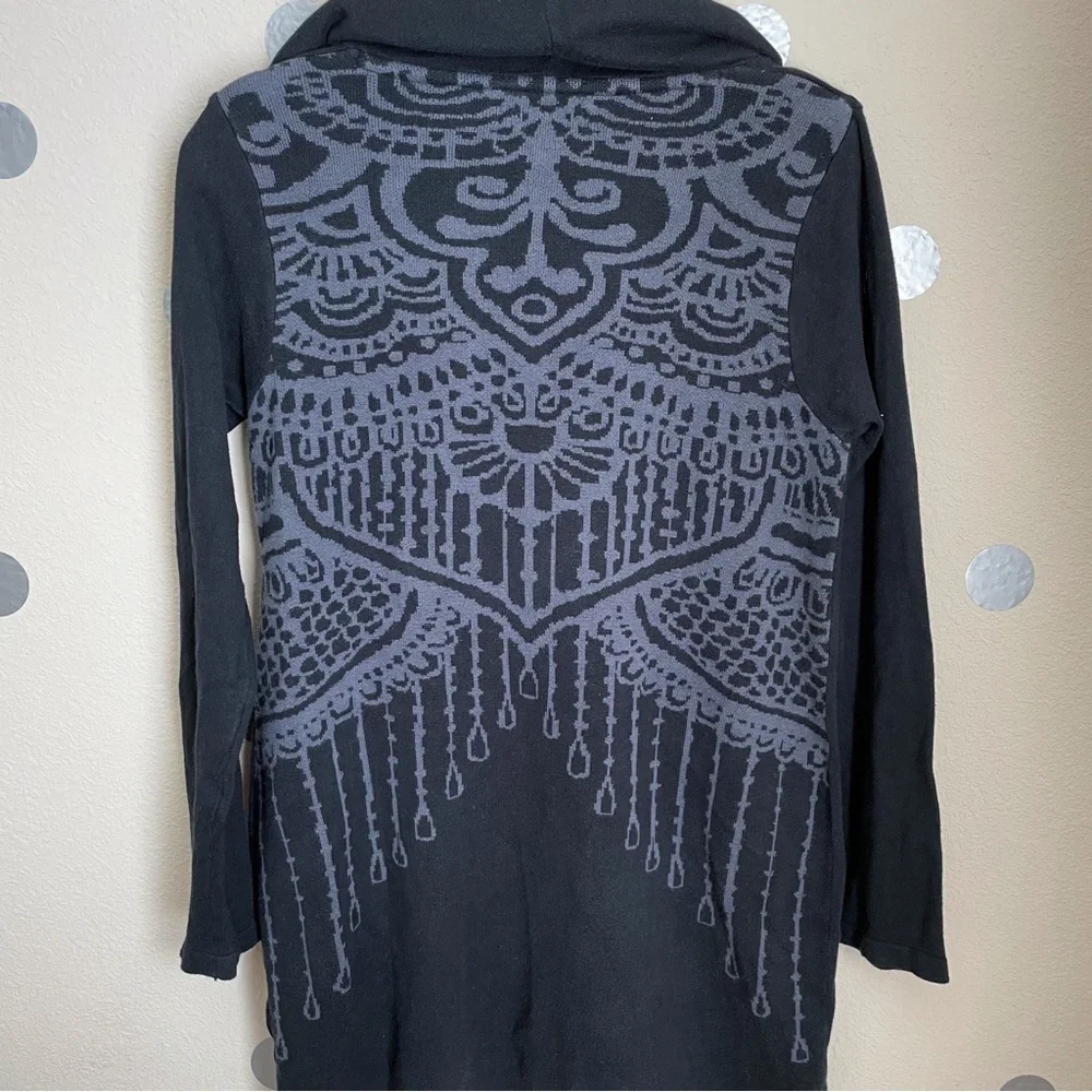 Prana Misha Hooded Zip Up Duster Sweater Jacket with Jaquard Pattern on …